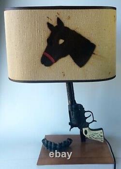 Vintage Texas Ranger Toy Cowboy Cap Gun Lamp With Shade 1950s