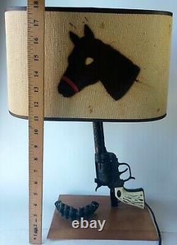 Vintage Texas Ranger Toy Cowboy Cap Gun Lamp With Shade 1950s