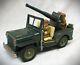 Vintage Tin Friction Large Gun Jeep With 3 Soldiers