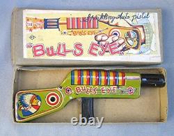 Vintage Tin Toy Gun - Sparkling Auto Pistol Bulls Eye - Mint with Box
