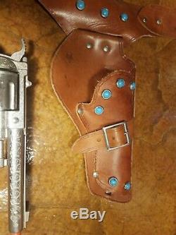 Vintage Toy Cap Gun Set Hubley Texan 38 1950's