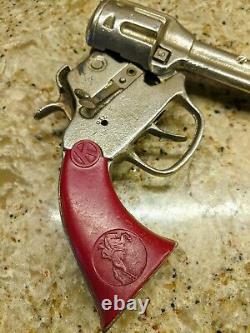 Vintage Toy Cap Gun by KILGORE Ranger, Cast Iron cylinder & Red plastic grips