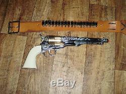 Vintage Toy Hubley Colt 45 & Holster With Bullets Cap Gun Permanent Orange Plug