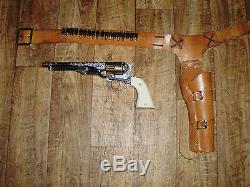 Vintage Toy Hubley Colt 45 & Holster With Bullets Cap Gun Permanent Orange Plug