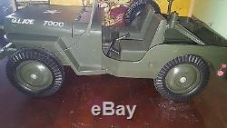 Vintage Toys Gi Joe Combat Jeep 7000 Original Box Tripod Gun Spotlight Green