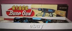 Vintage & Very Rare China Tin Toy Mf 602 Friction Powered Burp Gun Nib
