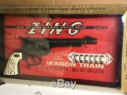 Vintage WAGON TRAIN WESTERN. 44 CAP-GUN with ZING #48 in Box! LESLIE-HENRY CO