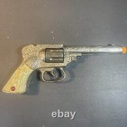 Vintage Western 1940's Era STEVENS 49-er Cast Iron TOY Cap Gun With Org. Holster