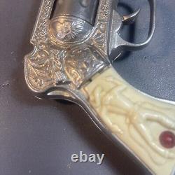 Vintage Western 1940's Era STEVENS 49-er Cast Iron TOY Cap Gun With Org. Holster