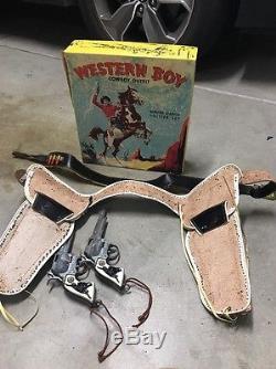 Vintage Western Boy Cowboy Outfit Cap Gun Holster Set