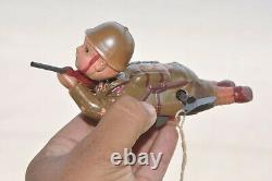 Vintage Wind Up Army Soldier Firing Gun Celluloid Toy, Japan
