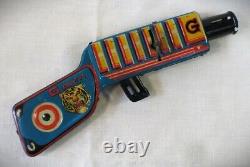 Vintage Wind Up Tin G Man Toy Gun Made in Japan GMen