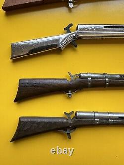 Vintage Wood And metal Spring Loaded Toy Gun Collection Rifle Germany And japan