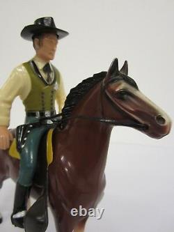 Vintage Wyatt Earp Marshall with Horse hard plastic Hartland Cowboy figure with Guns
