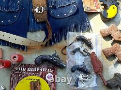 Vintage cap gun collection, hubley, fanner, Cassidy, pal, child's leather vest