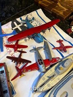 Vintage metal & wood toys planes cars guns