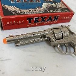 Vtg 1940's HUBLEY Cast Iron TEXAN Cap Toy Gun 50-Shot Repeater Pistol WithBox EXC