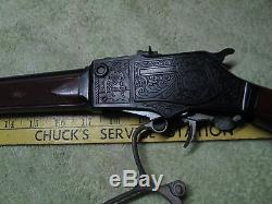 Vtg 1950's-60's Marx Spinner Rifleman Style Round Barrel Cap Gun Made in USA. Nr