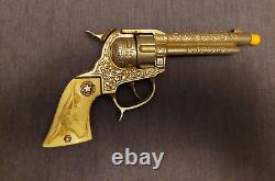 Vtg 1950's Texan Cap & Gun with Metal & Leather Holster & Loaded with Rhineston