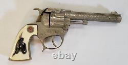 Vtg Hubley metal TEX Cap Gun Pistol Long Horn Handles