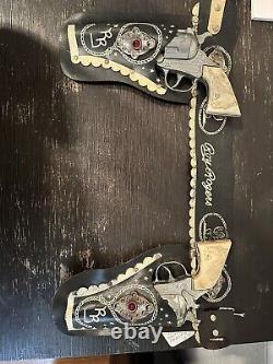Vtg Roy Rogers And Dale Evans Dual Revolver Cap Gun Pistol Holsters And Cap Guns