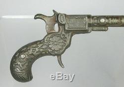W Antique Cast Iron Stevens KING Derringer Toy CAP GUN 4 3/4 Vtg Pistol NR