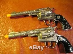 Western Double Holster set with Vintage Ric-O-Shay Jr. Toy Cap Guns