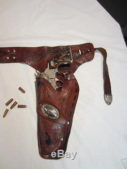 Wild Bill Hickok Two 44 Cap Guns withTooled Double Holster