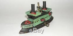 Wonderful Toy Tin Wind-Up Boat Columbia Gun Ship NO RESERVE (DAKOTApaul)