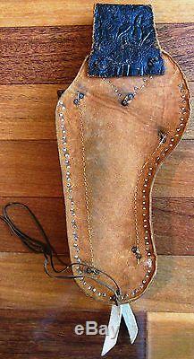 Wyandotte Toy Red Ranger Gun Cowboy Leather Holster and Indian Belt 1930's